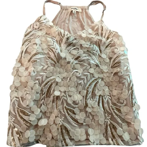 Gorgeous LN Porridge Arielle Sequin Tank from Anthropologie Size M (off-white). - Picture 2 of 6